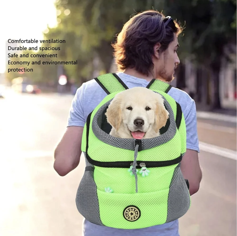 Stylish Green and Gray Dog Carrier Backpack